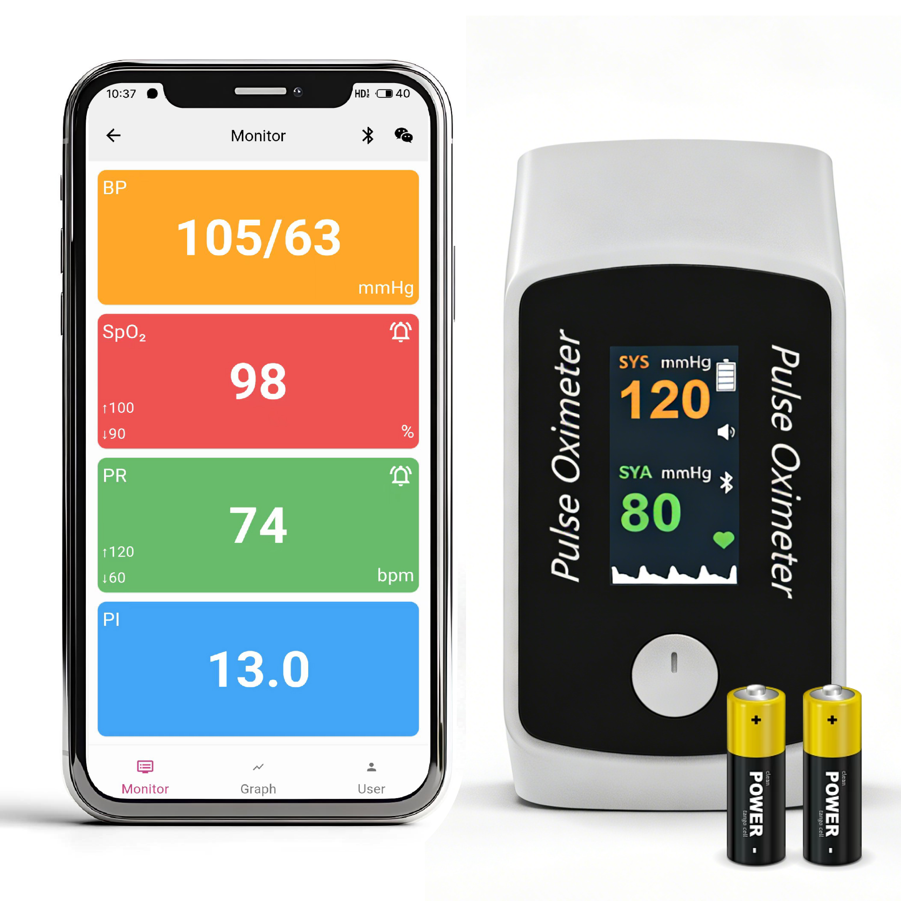 2-1 Pulse Oximeter with Blood Pressure Trend Multifunction Health Monitor - BM1300