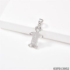 Blossom CS Jewelry 925 Sterling Silver Rhodium Plated Outline Little Boy Zircon Pendant Necklace