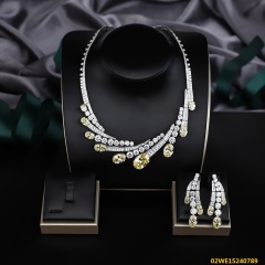 Blossom CS Jewelry 925 Silver Yellow Oval Cubic Zirconia Bridal Jewelry Set