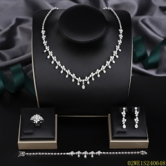 Blossom CS Jewelry 925 Silver Pear Cut Cubic Zirconia V Bridal 4Pcs Jewelry Set