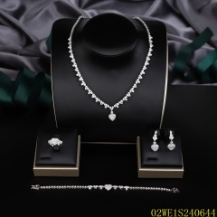 Blossom CS Jewelry 925 Silver Heart Cubic Zirconia Bridal 4Pcs Jewelry Set