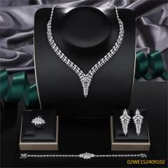 Blossom CS Jewelry 925 Sterling Silver 4Pcs Marquise CZ Bridal Jewelry Set Wholesale