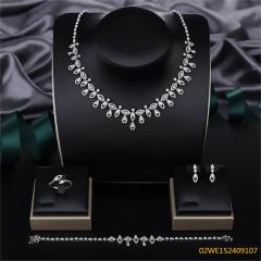 Blossom CS Jewelry 925 Sterling Silver 4Pcs Marquise & Teardrop CZ Bridal Jewelry Set Wholesale