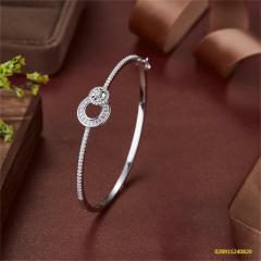 Blossom CS Jewelry Interlocking Circle Cubic Zirconia Hinged Bangle 925 Sterling Silver Closed Bangle For Women