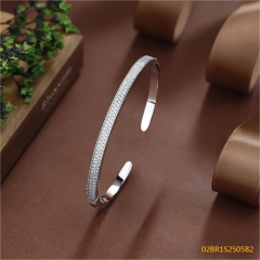 Blossom CS Jewelry 925 Silver Bangle Multi Row Full Pave Zirconia Open Style For Women Party
