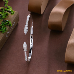 Blossom CS Jewelry 925 Silver Bangle Double Spear Tip Zircon Open Cuff For Women Party