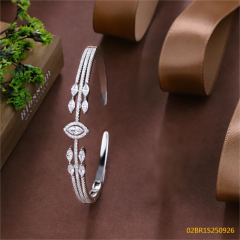 Blossom CS Jewelry 925 Silver Bangle Evil Eye Multi Shape Zircon Open Cuff For Women Party