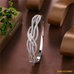 Blossom CS Jewelry 925 Silver Bangle Twisted Weave Zircon Bangle For Women Party