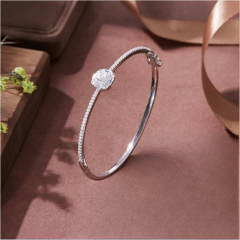 Blossom CS Jewelry 925 Silver Bangle Round Paved Zirconia Closed Bangle For Women Party