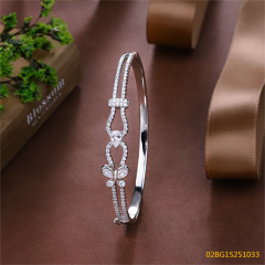 Blossom CS Jewelry 925 Silver Bangle Butterfly Teardrop Zirconia Interlock Closed Bangle For Women Party