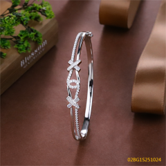 Blossom CS Jewelry 925 Silver Bangle Hollow X Multi Shape Zirconia Closed Bangle For Women Party