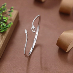 Blossom CS Jewelry 925 Silver Cuff Bangle Marquise Zirconia Open Cuff For Women Party