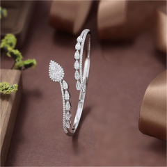 Blossom CS Jewelry 925 Silver Cuff Bangle Teardrop Zirconia Open Cuff For Women Party