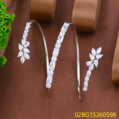 Blossom CS Jewelry 925 Silver Bangle Multi Shape Marquise Teardrop Zirconia Open Bangle For Women Party