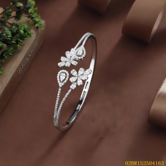 Blossom CS Jewelry Flower Teardrop Halo 925 Sterling Silver Bangle Jewelry Accessory For Women Inlaid Cubic Zirconia