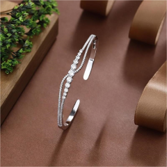 Blossom CS Jewelry Twisted Wave 925 Sterling Silver Bangle Jewelry Accessory For Women Inlaid Cubic Zirconia