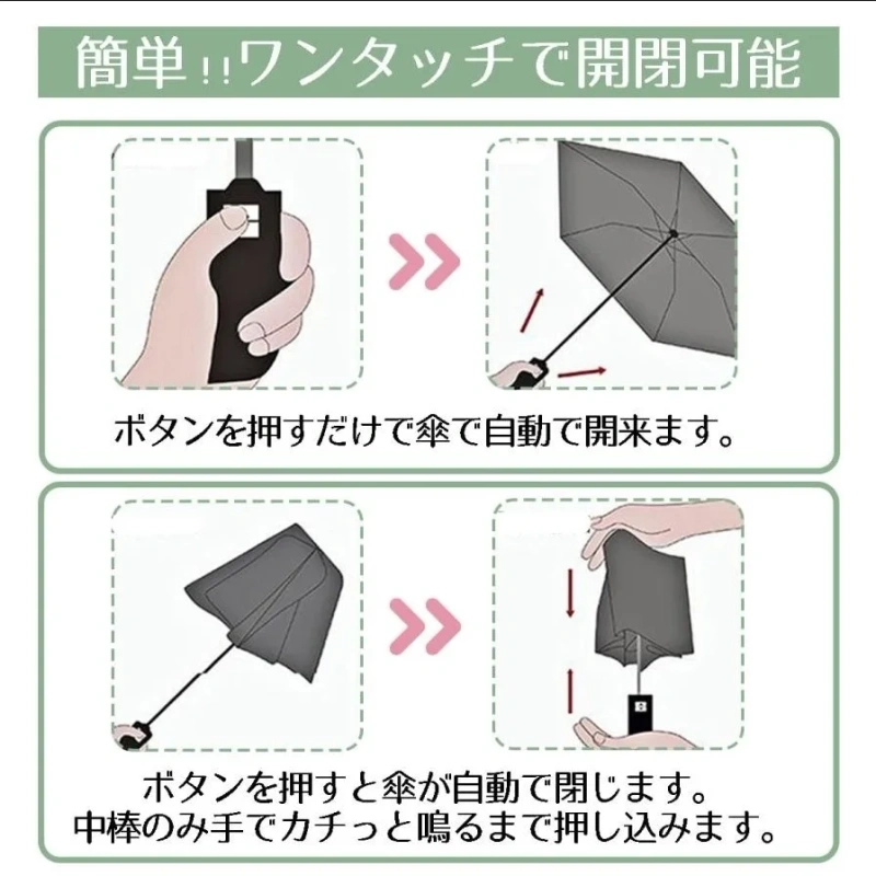 折りたたみ傘 晴雨兼用 ワンタッチ 雨傘 遮光 レディース 耐風 UV対策 自動 開閉 撥水加工 8本骨 日傘