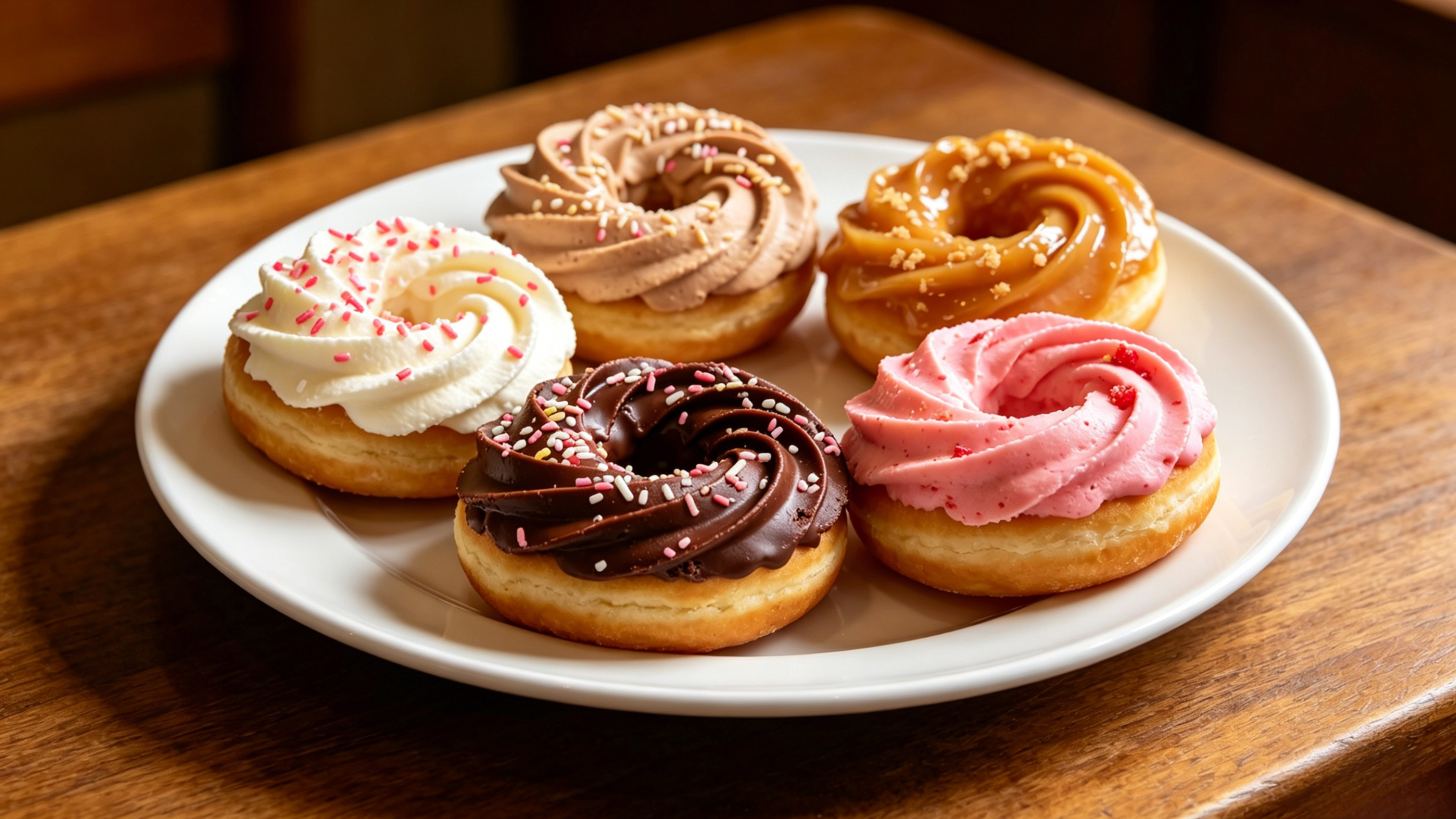 Different Flavored Cream-Filled Donuts