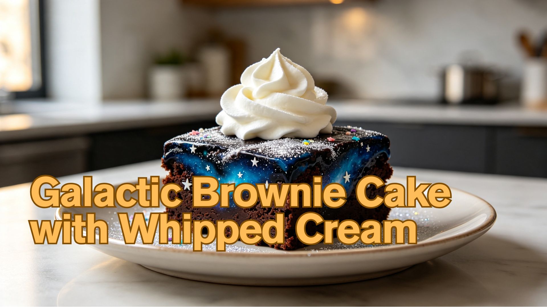 Galactic Brownie Cake with Whipped Cream