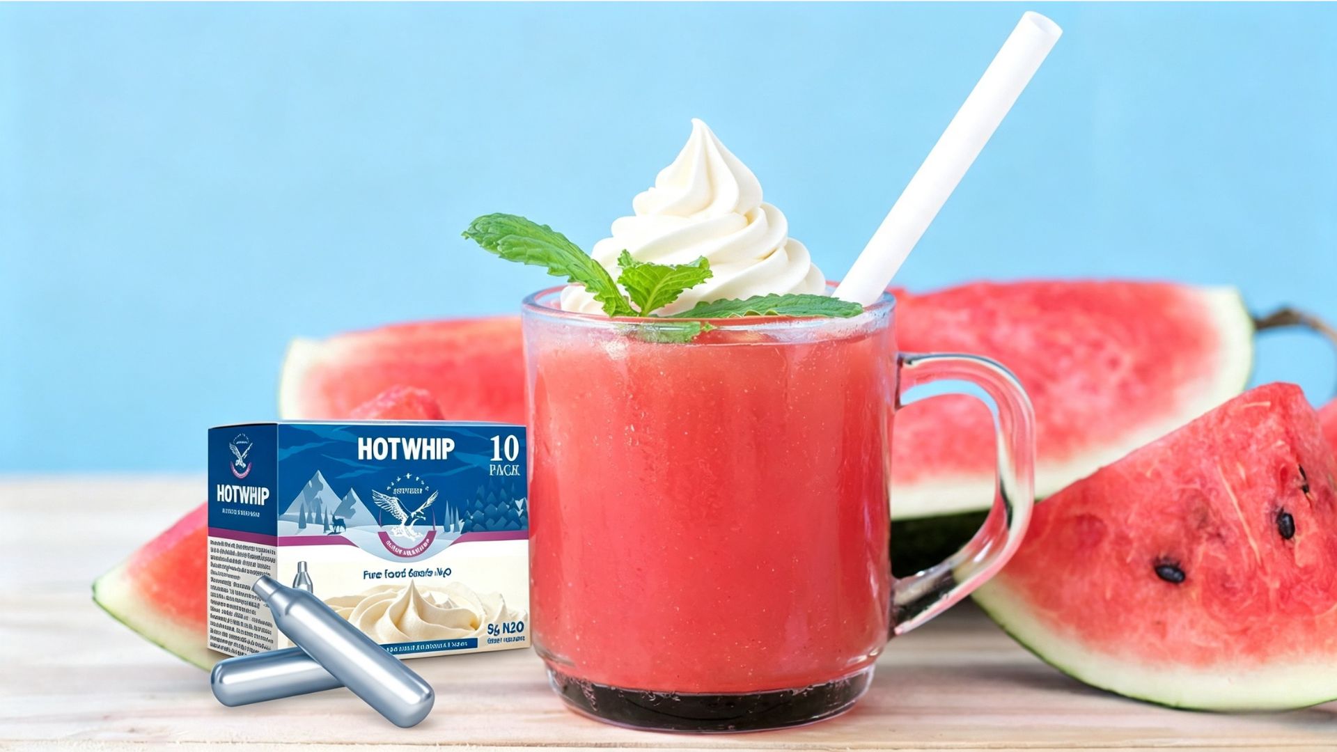 Watermelon Slush with Fresh Whipped Cream