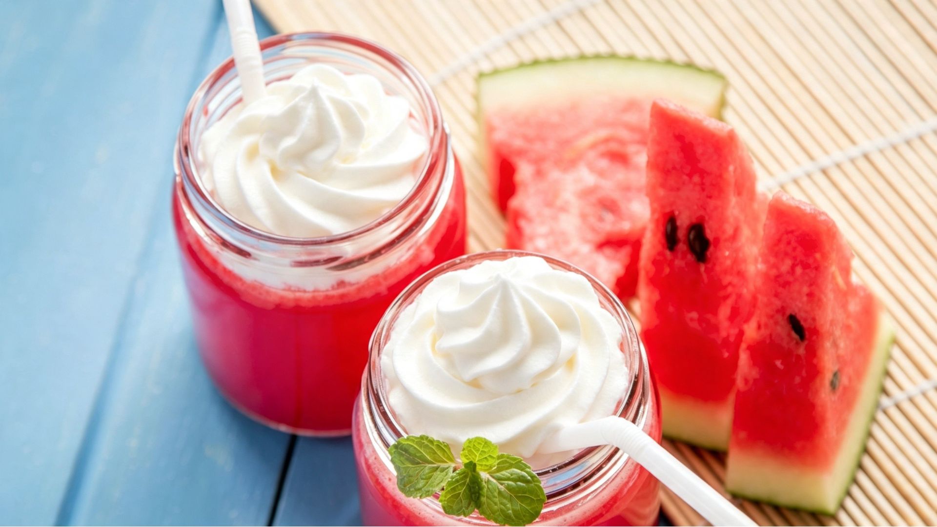 Watermelon Slush with Fresh Whipped Cream