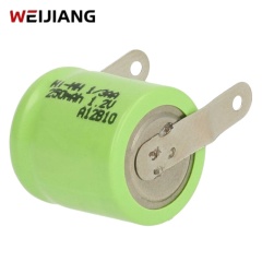 1/3AA Ni-MH Rechargeable Button Cell Battery 250mAh 1.2V with Solder Tabs | Weijiang Power OEM Battery Factory