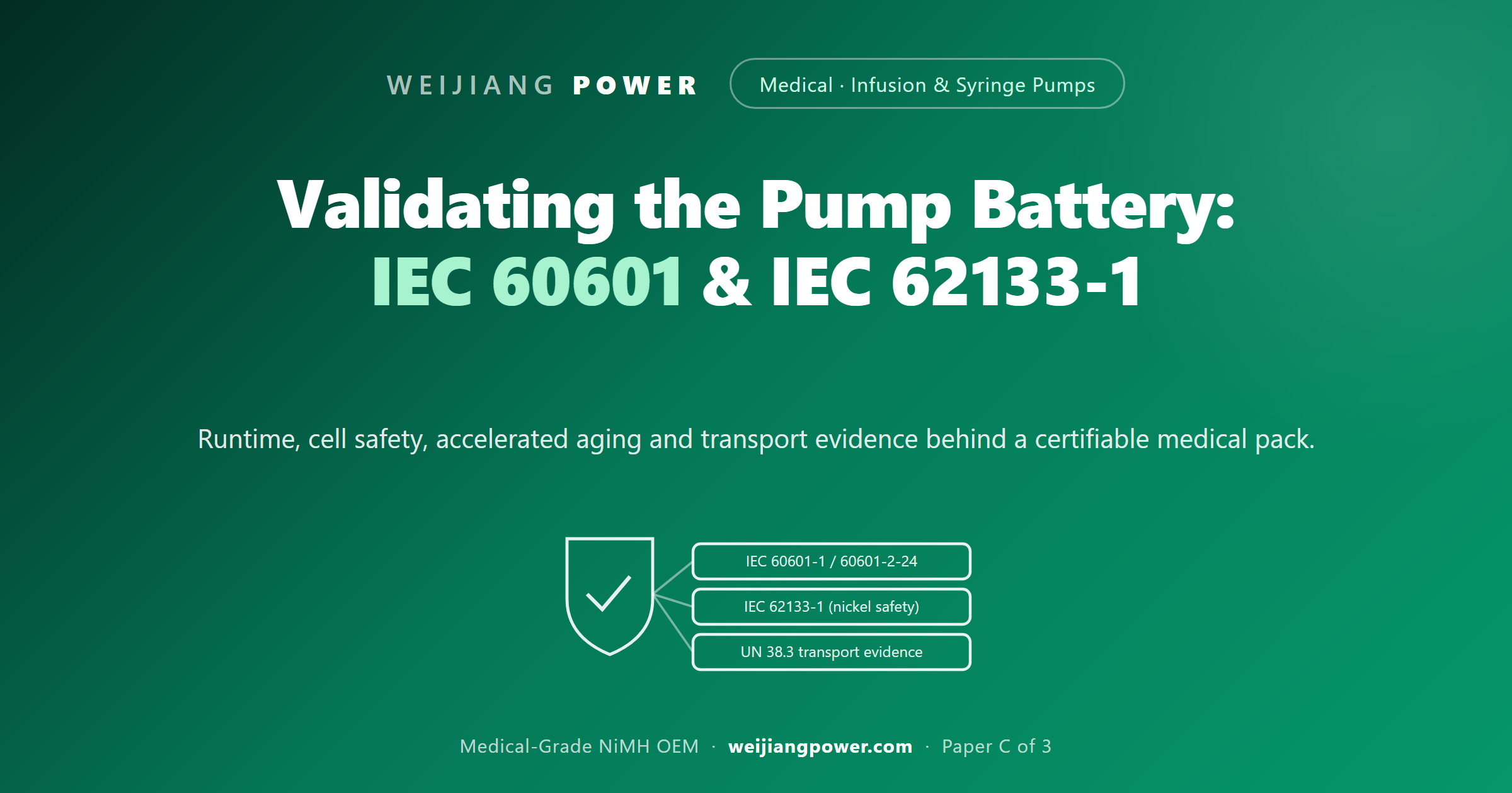 IEC 60601 IEC 62133-1 UN38.3 validation test trail for infusion pump batteries