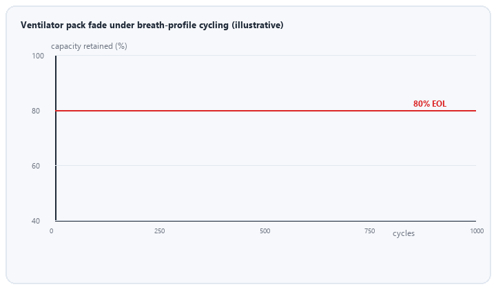 animated cycle life and thermal aging curves for ventilator NiMH cells