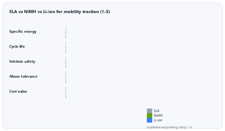 animated SLA versus NiMH versus lithium comparison for mobility traction