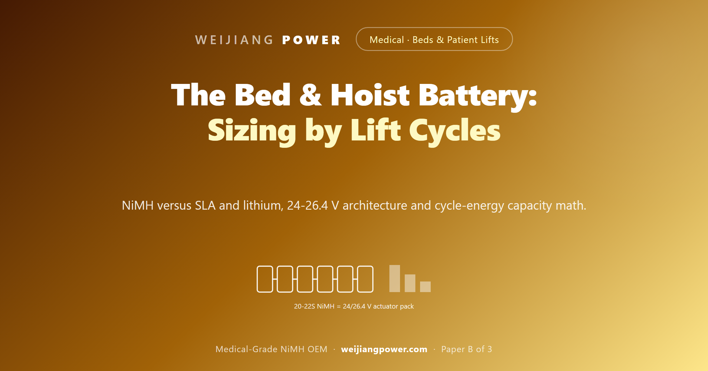 hospital bed hoist battery selection NiMH pack sizing actuator