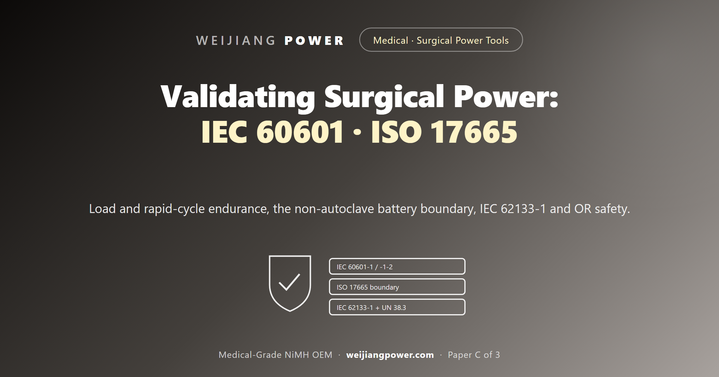 surgical power tool battery validation IEC 60601 ISO 17665 testing