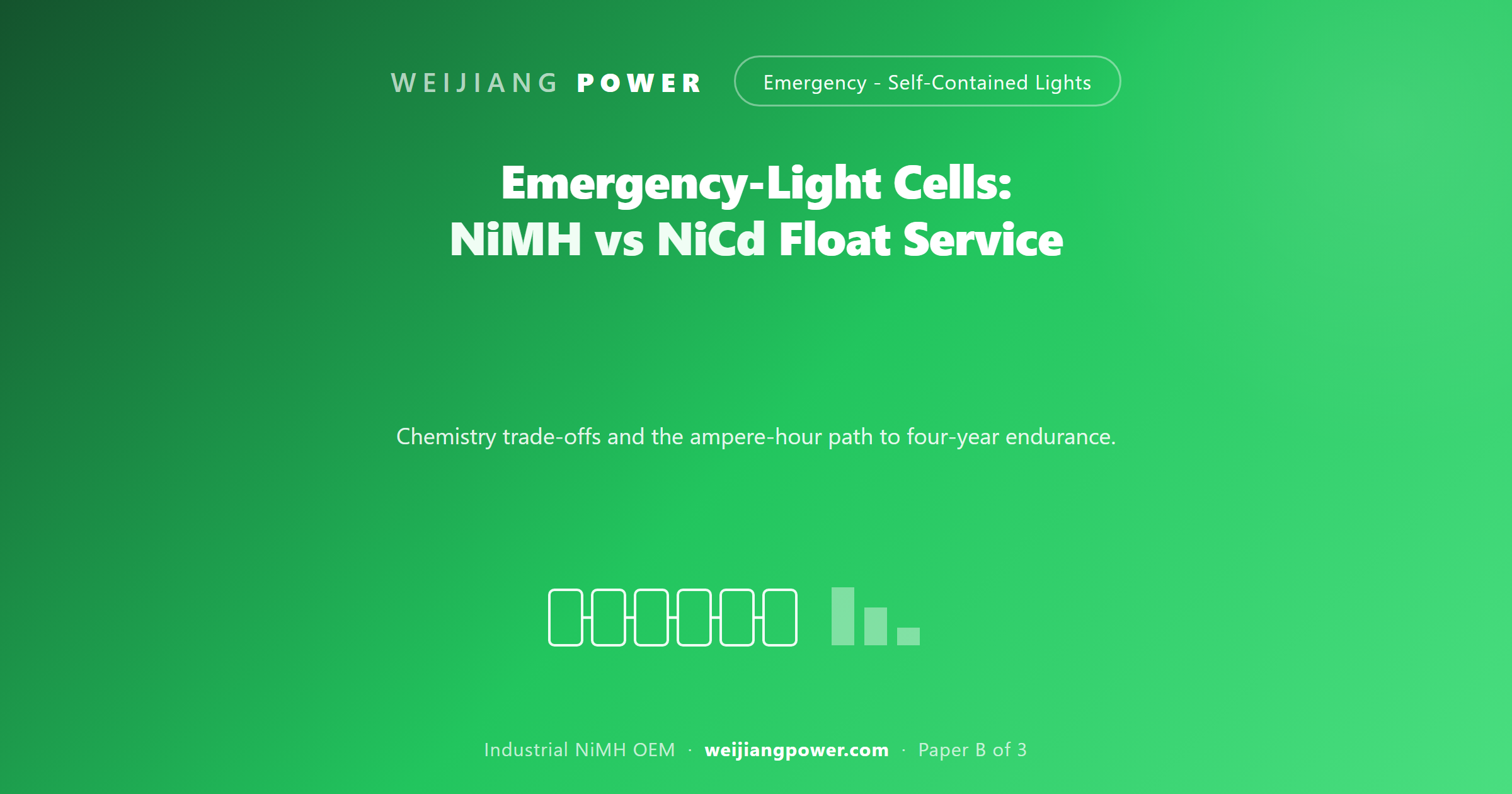 choosing emergency light cells NiMH versus NiCd four year float service sizing