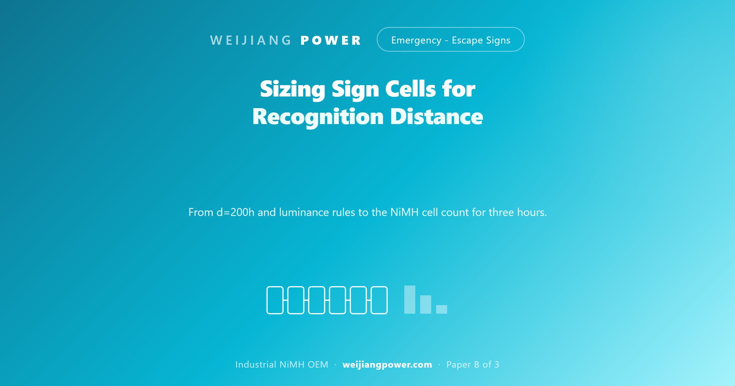 sizing escape sign cells recognition distance luminance contrast NiMH battery selection