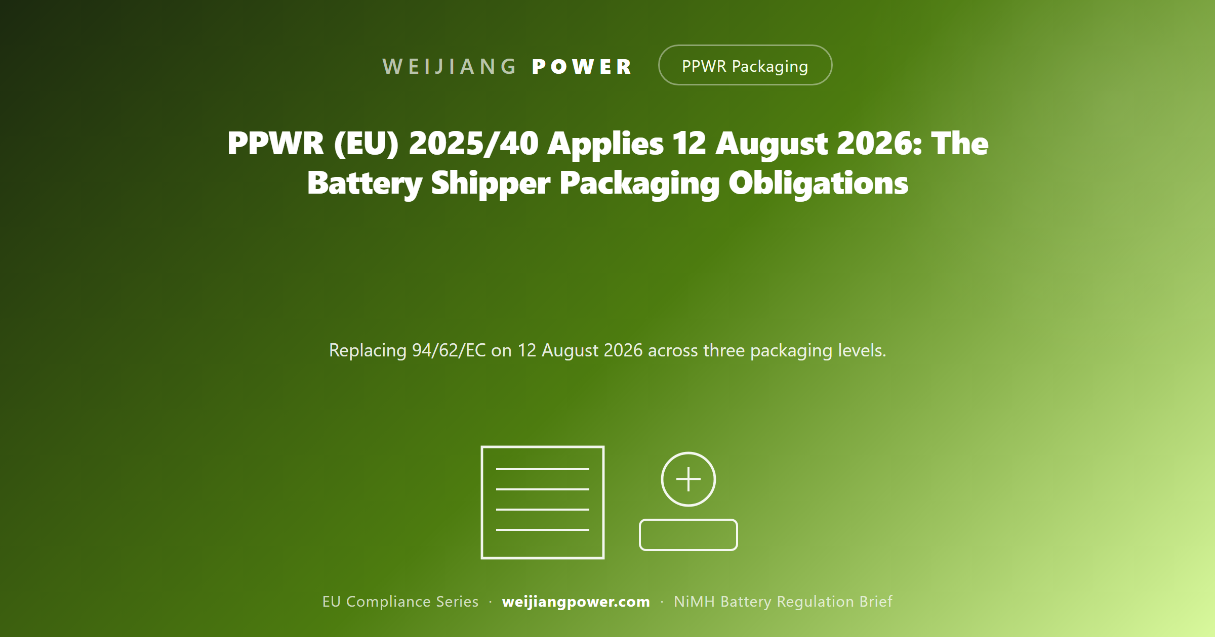 PPWR EU 2025/40 applies 12 August 2026 battery shipper packaging obligations