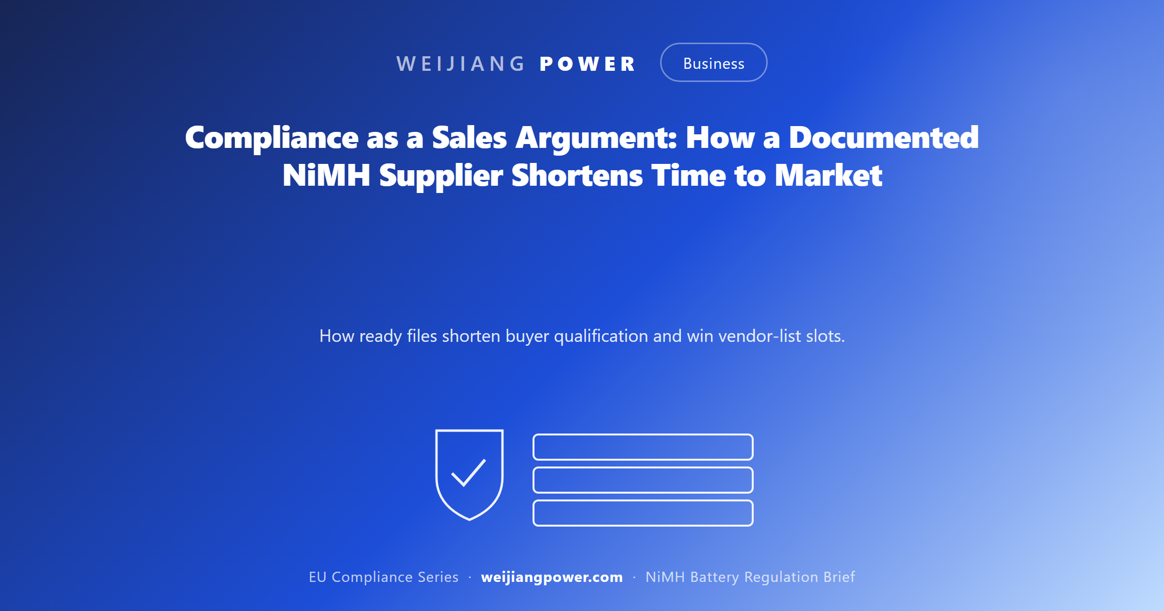 compliance as sales argument documented NiMH supplier shortens time to market