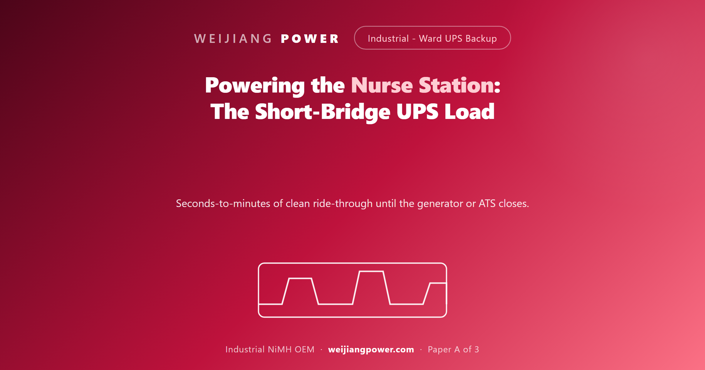 ward UPS nurse station backup battery load profile ride-through generator