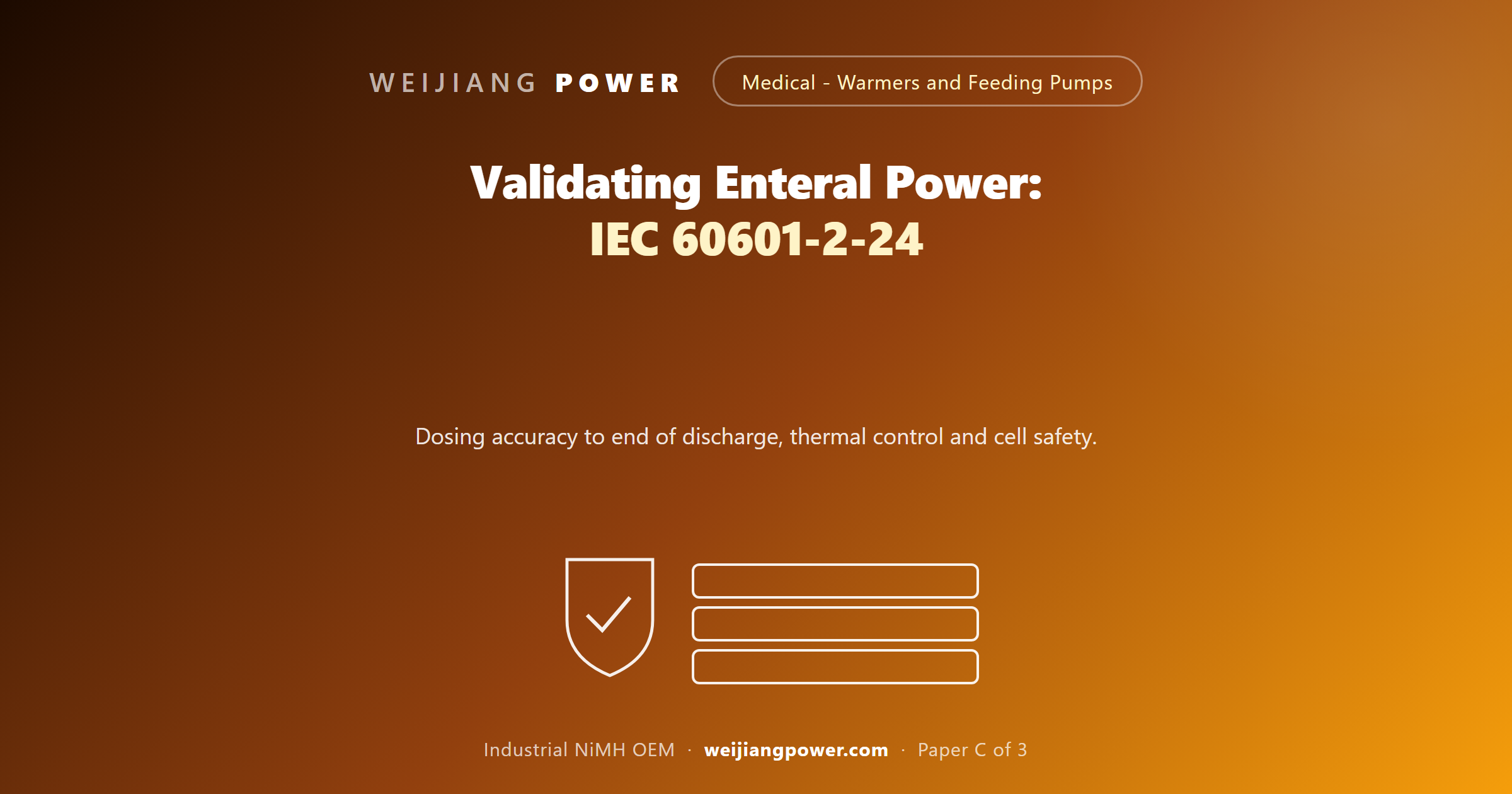 validating enteral feeding pump battery IEC 60601-2-24 flow accuracy end of discharge evidence