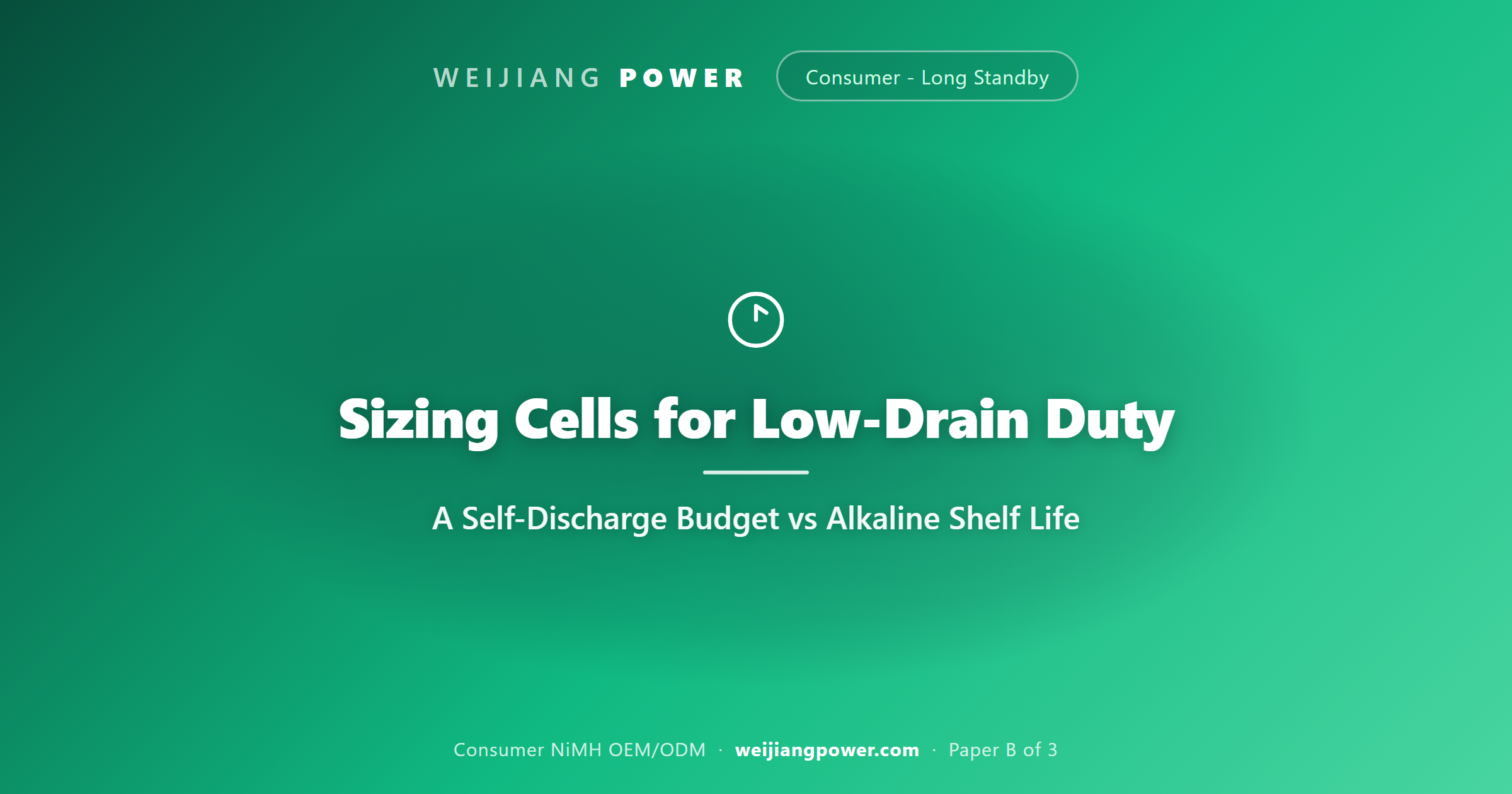 self discharge budget sizing model LSD NiMH versus alkaline shelf life low drain background current calculation