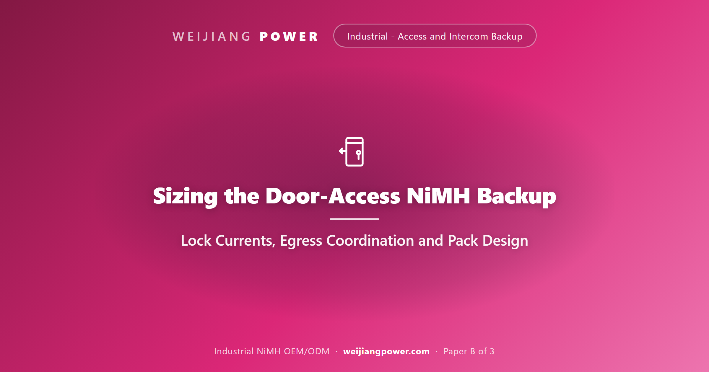 sizing NiMH backup pack for magnetic lock access control doors continuous holding current derating egress