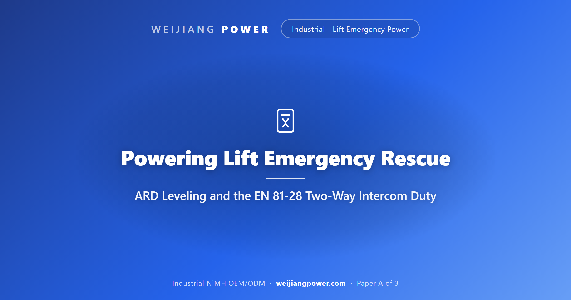lift elevator emergency ARD automatic rescue leveling two way intercom backup battery EN 81-28