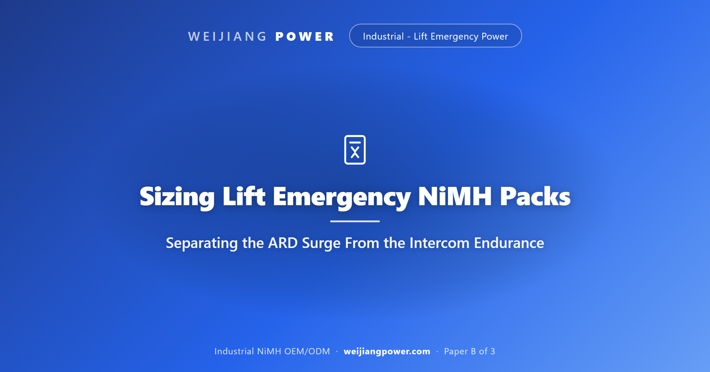 sizing NiMH battery packs for lift ARD rescue and emergency intercom standby talk time energy budget