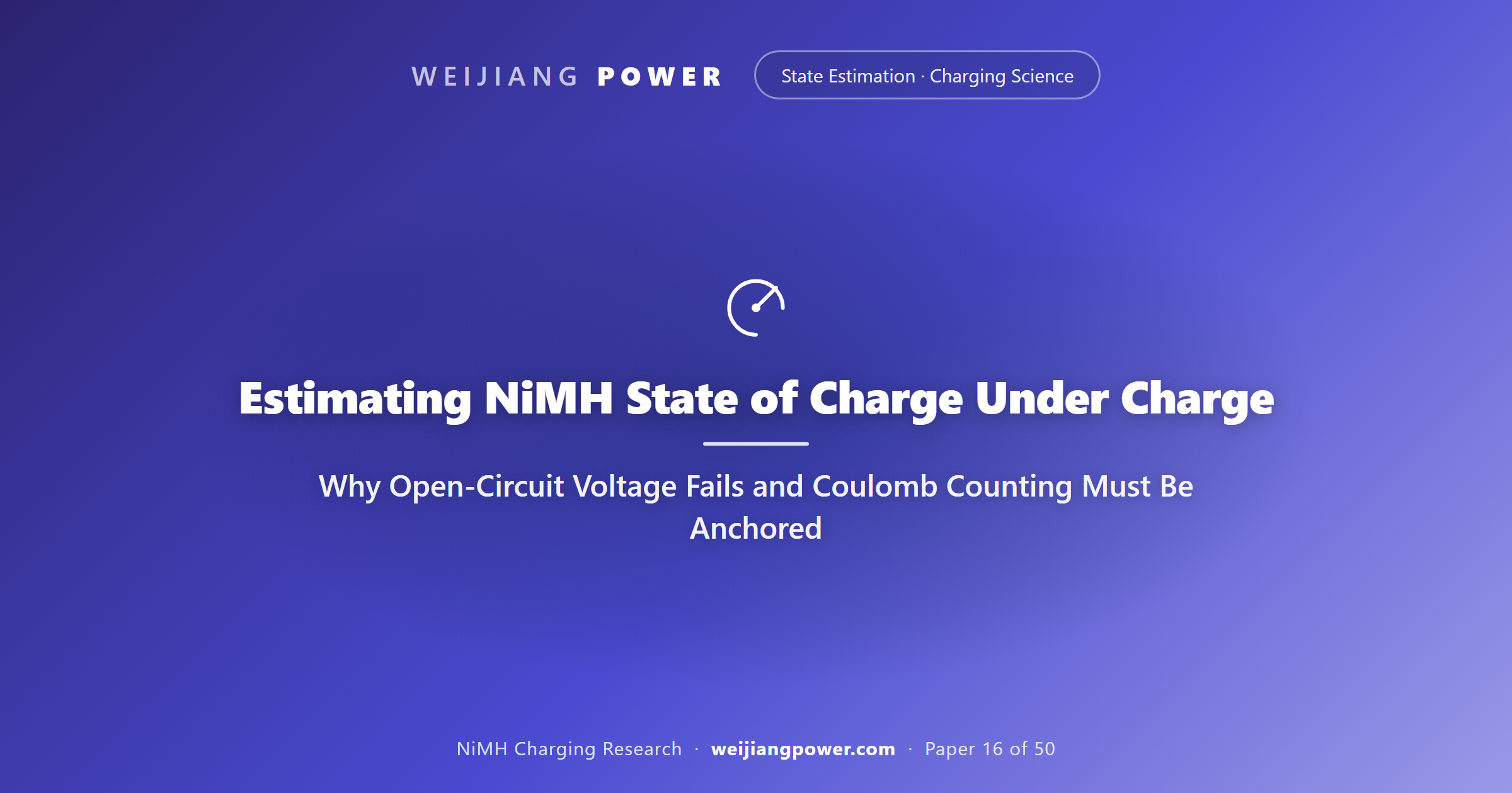 Estimating NiMH State of Charge Under Charge: Why Open-Circuit Voltage Fails and Coulomb Counting Must Be Anchored