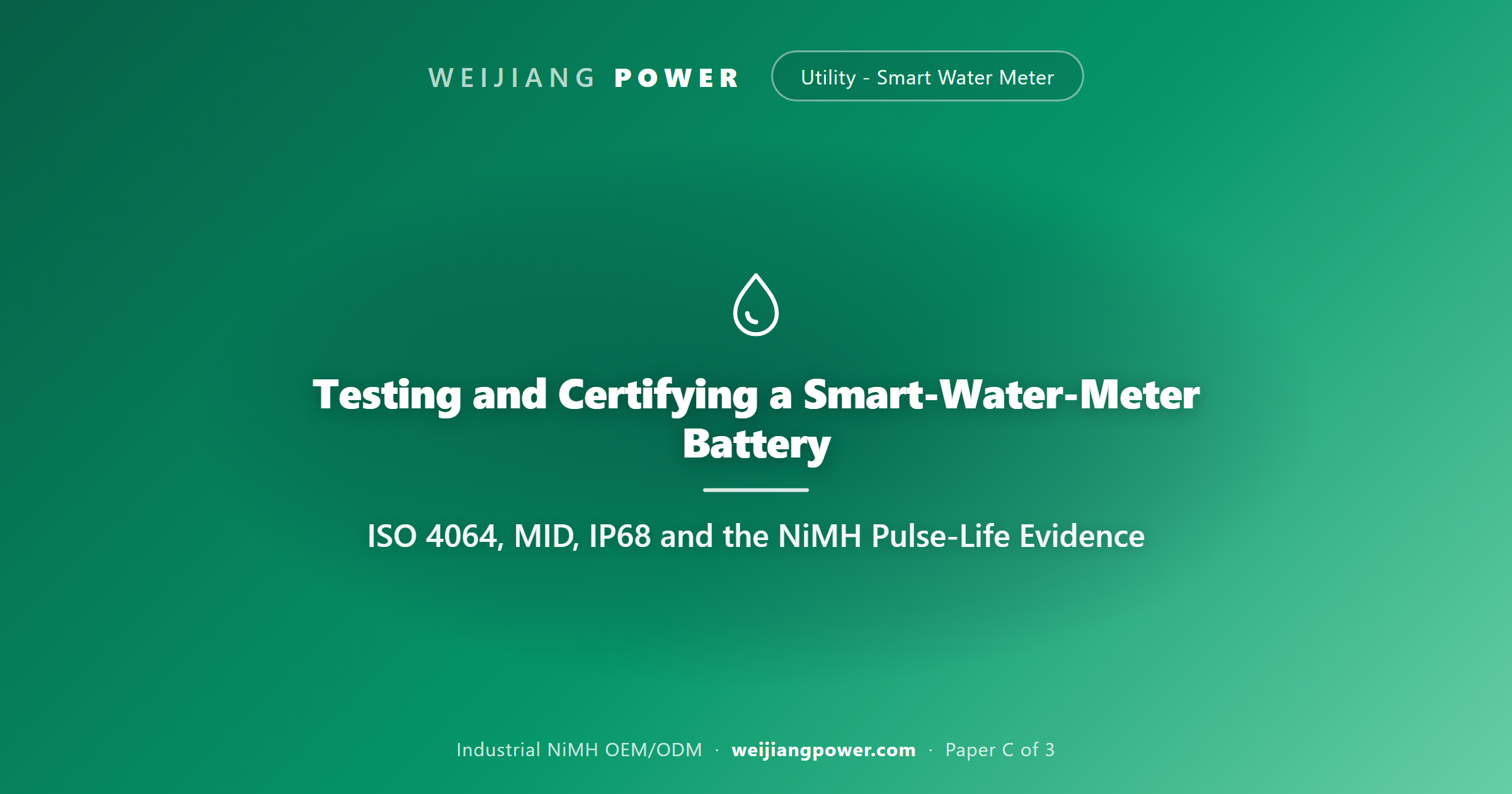 Academic cover for testing a smart water meter battery with NiMH pulse assist under ISO 4064