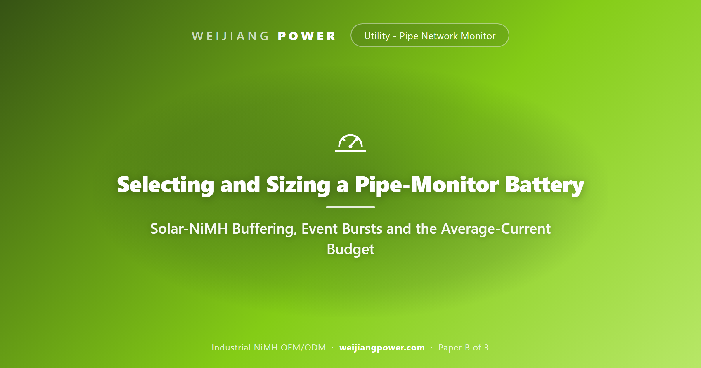 Academic cover for sizing a solar-charged NiMH buffer for a pipe pressure monitor
