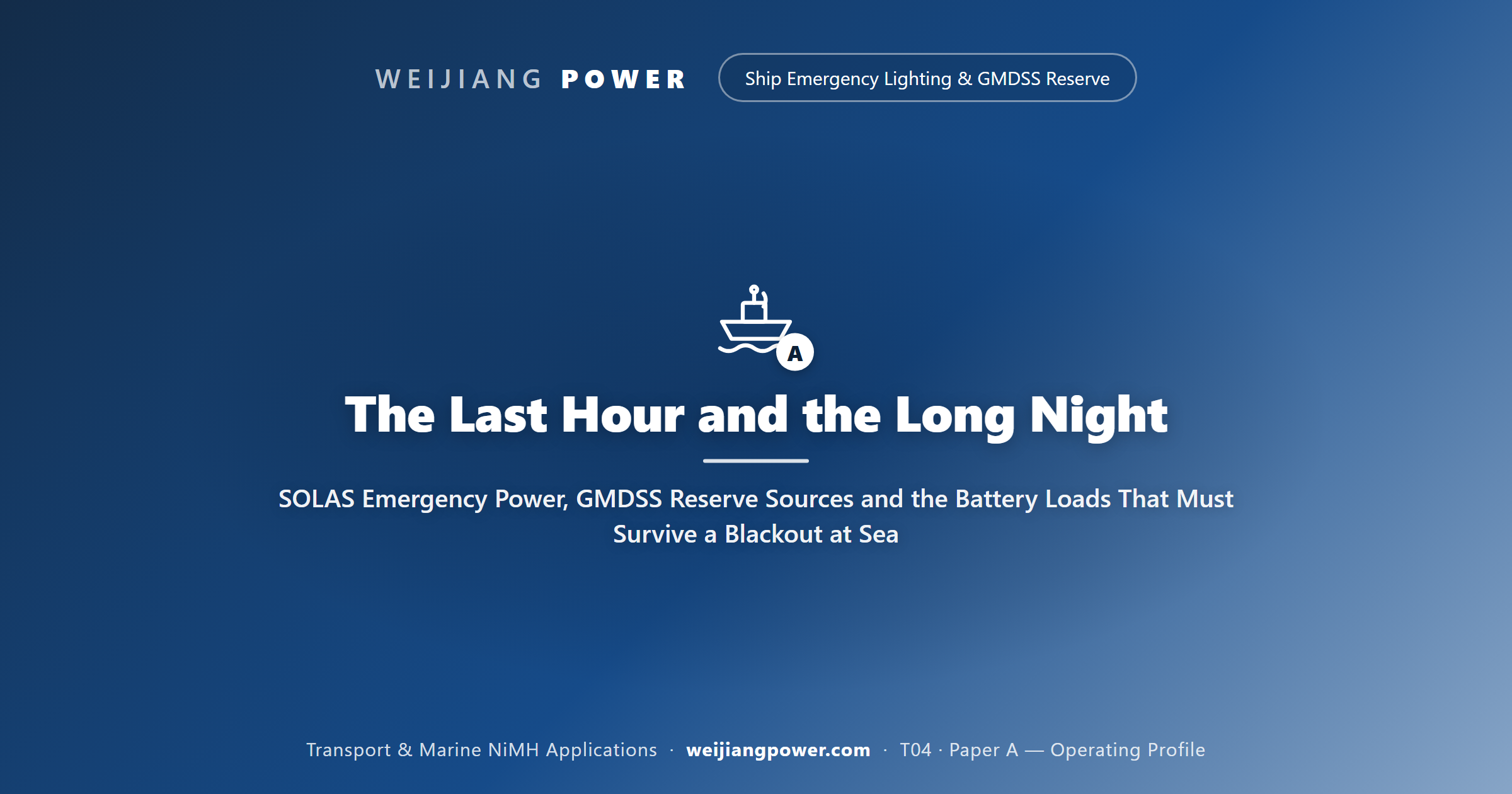 The Last Hour and the Long Night: SOLAS Emergency Power, GMDSS Reserve Sources and the Battery Loads That Must Survive a Blackout at Sea