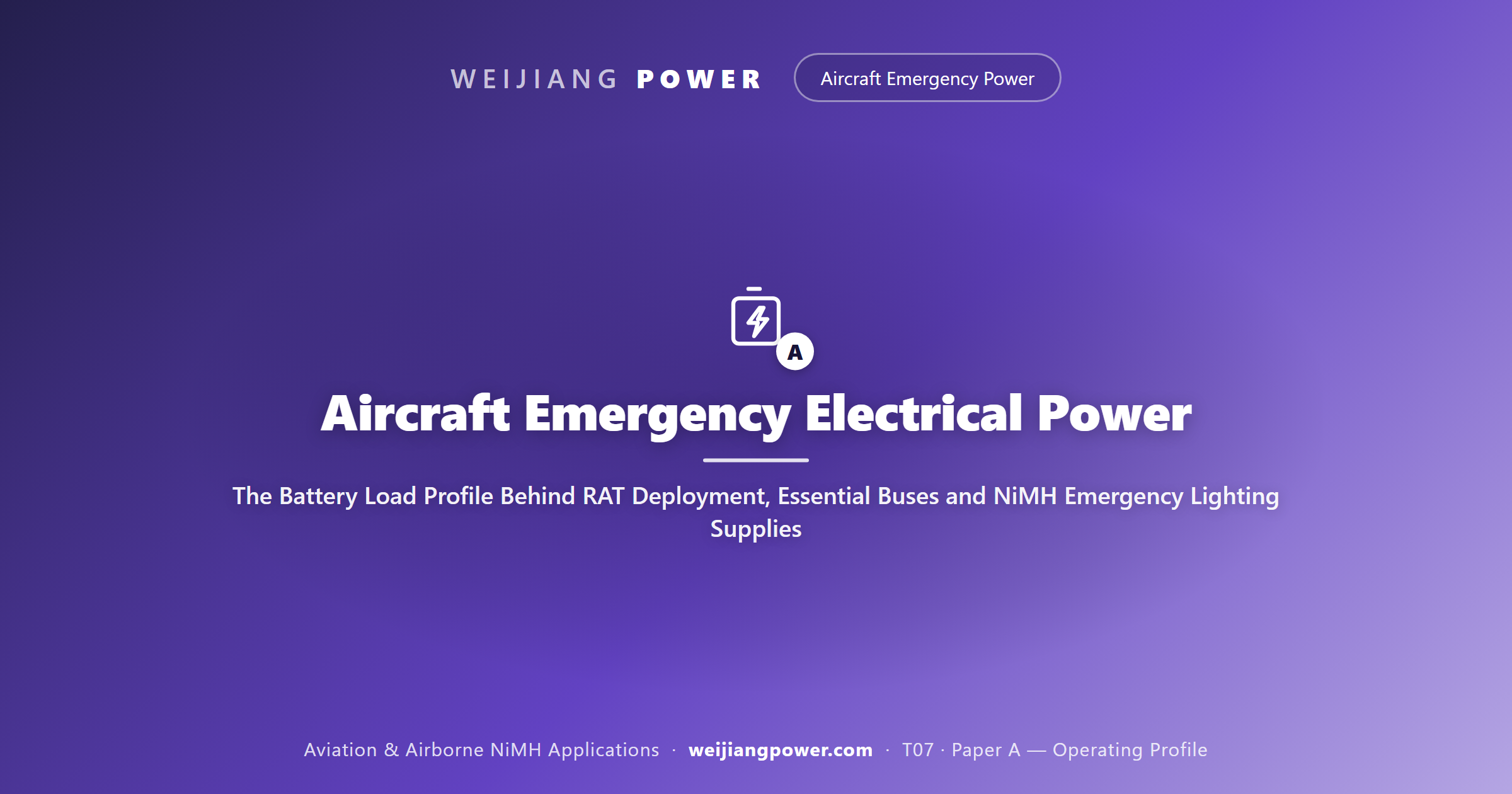 Aircraft Emergency Electrical Power: The Battery Load Profile Behind RAT Deployment, Essential Buses and NiMH Emergency Lighting Supplies