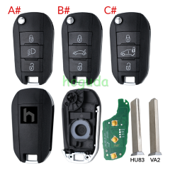 For Peugeot 3 Button Remote Key with 433MHz and HITAG AES 4A Chip