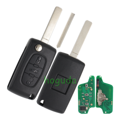 For Citroen ASK 3 button flip remote key with VA2 307 blade (With trunk button) 433Mhz PCF7941 Chip (Before 2011 year)