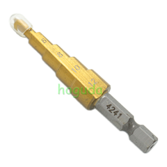 4-12/4-20/4-32mm hexagonal shank straight groove titanium plated ladder drill set, three piece set Pagoda drill bit