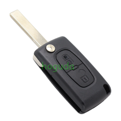 For Peugeot 407 blade 2 buttons flip remote key shell ( HU83 Blade - 2Button - No battery place )